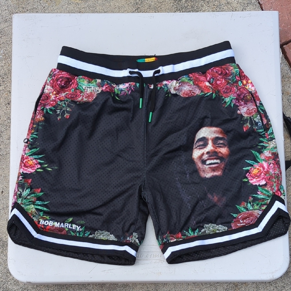 Bob Marley X Shoe Palace Black Floral Athletic Men's Shorts